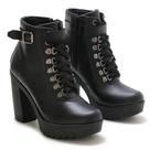 Bota Coturno Feminina Tratorada Salto Alto Conforto Estilo