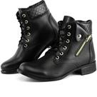 Bota Coturno Feminino Cano Curto Ajuste Cadarço Detalhe Ziper Lateral Solado Borracha Macia
