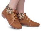 Bota Coturno Feminino Cano Curto Camurça Detalhe Onça Botinha Feminina Leila Soares Bota Coturno Feminino Cano Curto Camurça Detalhe Onça Botinha Feminina Leila Soares