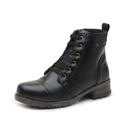 Bota Coturno Feminino Casual Cano Curto Salto Baixo Sola Borracha Com Ziper e Cadarço