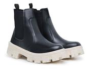 Bota Coturno Feminino Chelsea Tratorada Sola Off White