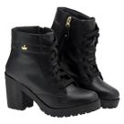 Bota Coturno Feminino Com Salto Bloco Tratorado Preto Bota Coturno Feminino Com Salto Bloco Tratorado Preto