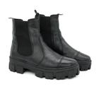 Bota Coturno Feminino Couro Cano Médio Elástico Moda Moderno