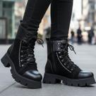 Bota Coturno Feminino Dorf modelo Razor Tratorado e Couro Preto Bota Coturno Feminino Dorf modelo Razor Tratorado e Couro Preto