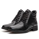 Bota Coturno Feminino Em Couro Cano Medio Fechamento Cadarço Solado Borracha Inverno Frio Tamanho:34Cor:PretoGênero:Fe
