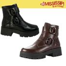 Bota Coturno Feminino Mississipi Preto Fivelas Solado Tratorado Design Moderno