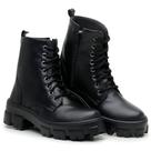 Bota Coturno Feminino Moda Casual Sola Robusta Leve Cadarço e Zíper Confortavel Mulher Elegante