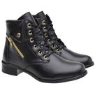 Bota Coturno Feminino Salto Baixo Cano Curto Zíper