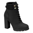 Bota Coturno Feminino Salto Bloco Napa Berlim Knit Preto Vizzano 3089.102 Bota Coturno Feminino Salto Bloco Napa Berlim Knit Preto Vizzano 3089.102