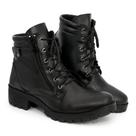 Bota Coturno Feminino Tratorado Casual Preto Cano Curto Zíper Lateral Salto Baixo Confortável Moda
