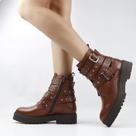 Bota Coturno Fivelas Couro Bota Coturno Fivelas Couro