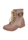 Bota Coturno Infantil Menina Cadarço Camurça Fivela Taupe