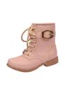 Bota Coturno Infantil Menina Cadarço Fivela Nude