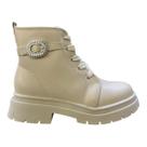 Bota Coturno Infantil Menina Molekinha Casual Conforto Tratorado Amarração 2182.119 Branco