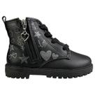 Bota Coturno Infantil Menina Molekinha Estampada Zíper Coração Preta Cor:PretoTamanho:25 Bota Coturno Infantil Menina Molekinha Estampada Zíper Coração Preta Cor:PretoTamanho:25