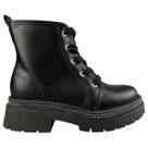 Bota Coturno Infantil Menina Molekinha Tratorada Brilho Strass Preta Cor:PretoTamanho:31