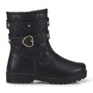 Bota Coturno Infantil Menina Pequito Cano Alto Zíper Fivela Coração Confortável Antiderrapante Moderna Inverno Blogueirinha Delicada Anatômica