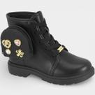Bota Coturno Infantil Molekinha Bolsinha Menina - Preto - 30