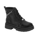 Bota Coturno Infantil Sola Tratorada Cano Curto Menina Molekinha Preto / Napa 26