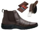 Bota Coturno Masculino Gmm Shoes Resistente Cano Baixo Com Cinto e Carteira