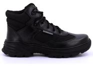Bota Coturno Militar Cano Curto Baixo Couro Preta