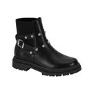 Bota Coturno Moleca Feminina Tratorada Cano Baixo Esferas Metalizadas Fivela Elástico Conforto