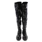 Bota Coturno Pamela Over The Knee Tratorada Verniz Preta