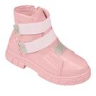 Bota coturno pampili lucky ziper lateral rosa verniz 711002