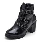 Bota Coturno Pires Shoes Detalhes De Tiras e Fivela Com Fecho Zíper