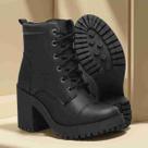 Bota Coturno Salto Grosso Moda Feminino Tratorado Blogueira