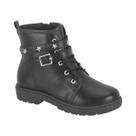 Bota Coturno Tratorada Cano Curto Infantil Menina Molekinha Preto / Napa 27