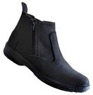 Bota Country Casual Masculina Couro Botina Resistente Forte Leve Macia Solado Costurado 2220 Preta