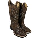 Bota Country Feminina Bordada Com Brilho Dourada Vimar