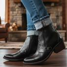 Bota Country Feminina Couro Legítimo Com Zíper Estilo Vaquejada Rodeio Montaria Modelo 3536