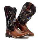 Bota Country Feminina Texana Nossa Senhora Aparecida Couro Cano Alto Bordada