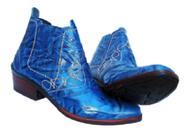 Bota Country Masculina Cor Azul Botina Couro Salto Carrapeta Solado Borracha Botinha Couwboy