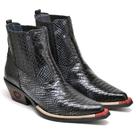 Bota Country Masculina Couro Bico Fino Textura Estilo Cowboy