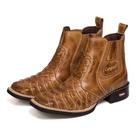 Bota Country Masculina Couro Escamada Cano Curto Cowboy