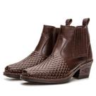 Bota Country Masculina Couro Texana Elastico Lateral Puxador Traseiro Salto Baixo Festa do Peao
