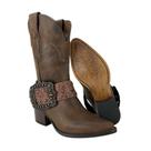 Bota Country Texana Feminina Couro Legítimo Original Vimar Fóssil Castanho Bico Fino - Ref. 11232