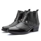 Bota Country Texana Masculina Couro Elastico Lateral Apliques Pingentes Salto Baixo Barretos