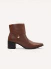Bota Couro Cano Curto Boton Caramelo