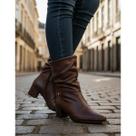 Bota Couro F. Cano Médio Comfort Salto Bloco Ramarim 2657104