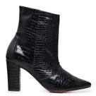 Bota Croco VL Black Cano Médio Salto Bloco com Zíper Lateral