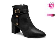Bota Dakota Feminina Cano Curto Preta DA781 Salto Bloco 7.3cm Zíper Sintético