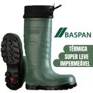 Bota De Borracha Baspan Superleve Verde Térmica Nautica com Polaina