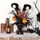 Bota de bruxa S-DEAL com flores artificiais de mesa de Halloween 33x43cm
