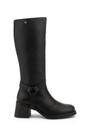 Bota de couro feminina 2 em 1 salto bloco 0172 -