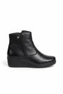 Bota de couro feminina cano curto salto anabela confort 0321 - Bota de couro feminina cano curto salto anabela confort 0321 -