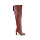 Bota de Couro Legítimo Over The Knee Tina Caramelo